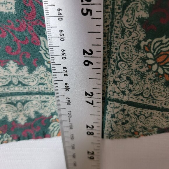 Porridge Womens Tunic Top Sz 1X Long Puff Sleeves Pleated Green Wine Floral Y2K - Picture 11 of 13